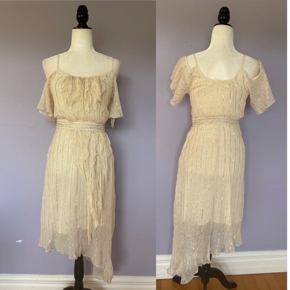 Free People *Rare* chiffon metallic dress - Picture 2 of 6